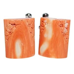 Vintage Japanese Momo Coral Flower Stainless Steel Cufflinks